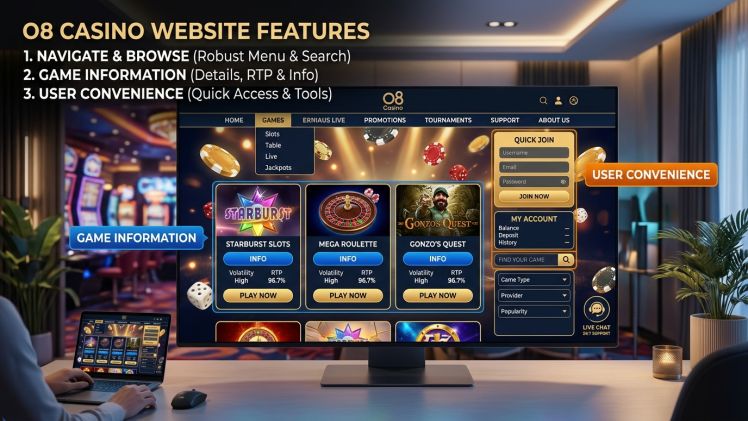 O8 Casino Website Features: Navigation, Game Information, and User Convenience